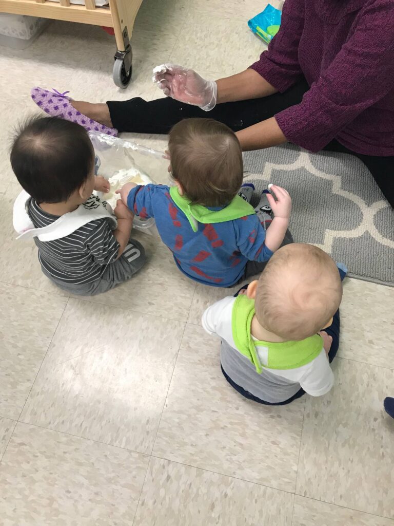 Three toddler eating