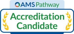 AMS Pathways Accreditation Candidate logo in green and blue.